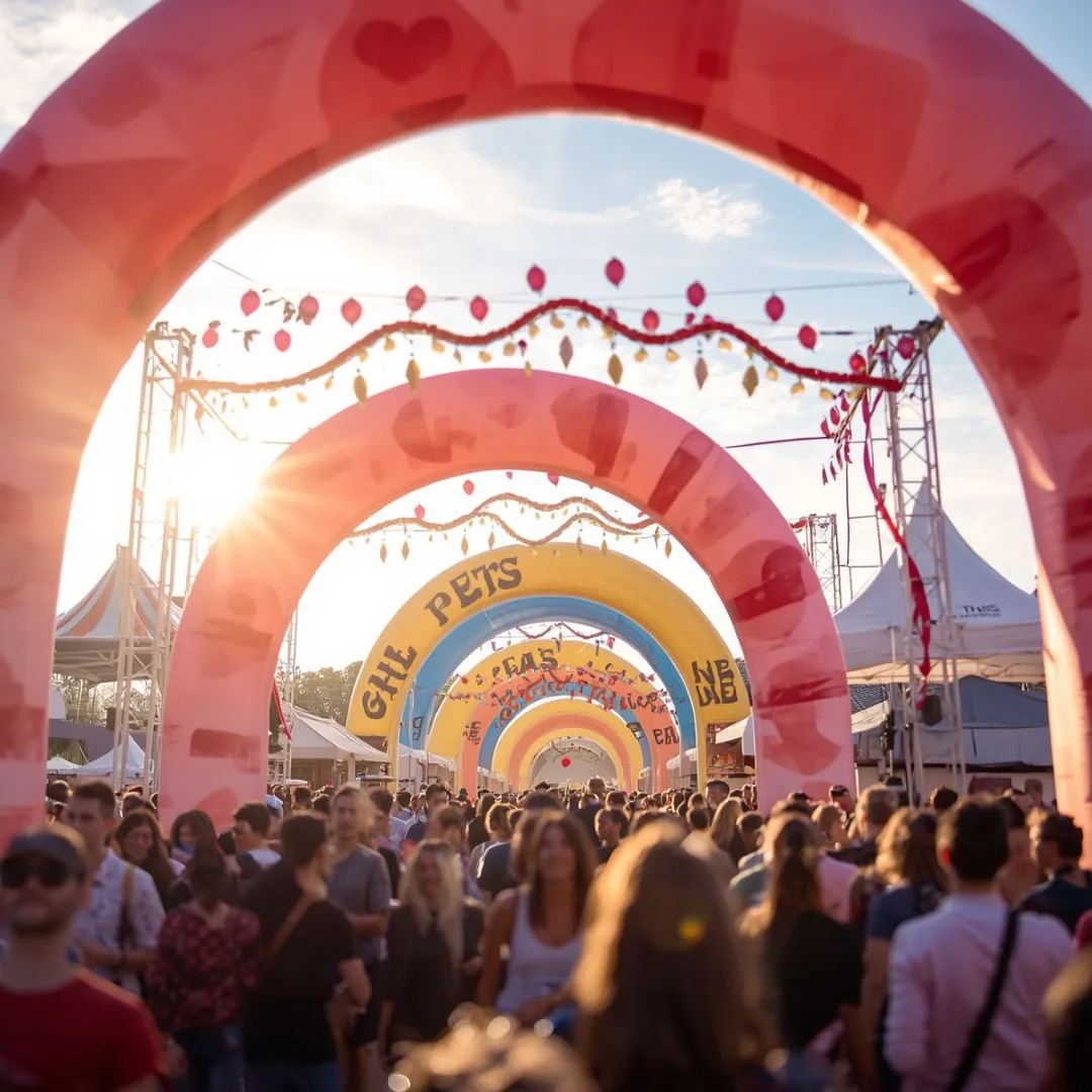 Curved inflatable entrance arches