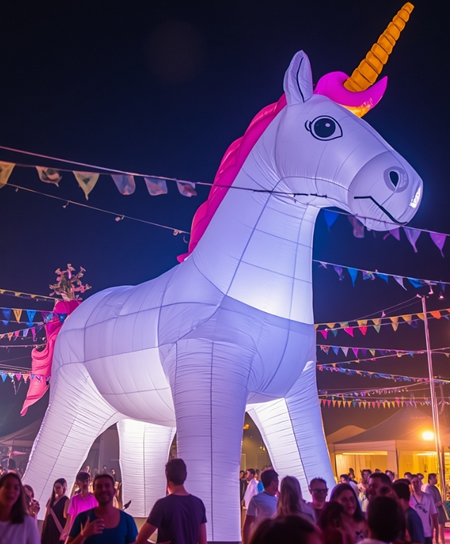 Giant illuminated unicorn inflatable
